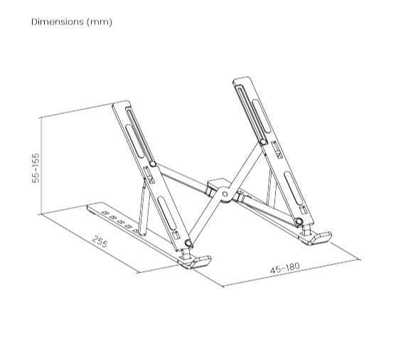 Brateck LPS03-3-03 Portable 6-Level Adjustable Aluminum Laptop Riser For most 11”-15” laptops, tablets and more (Silver) - Image 4