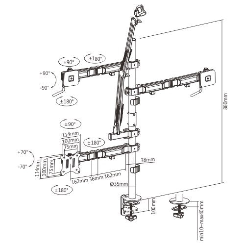 Brateck Single-Monitor All-in-One Studio Setup Desktop Mount Fix 17"-32" Up to 9kg, Fit Curved Monitor, 897x120x1000mm (LS) - Image 3