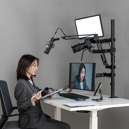 Brateck Single-Monitor All-in-One Studio Setup Desktop Mount Fix 17"-32" Up to 9kg, Fit Curved Monitor, 897x120x1000mm (LS) - Image 4