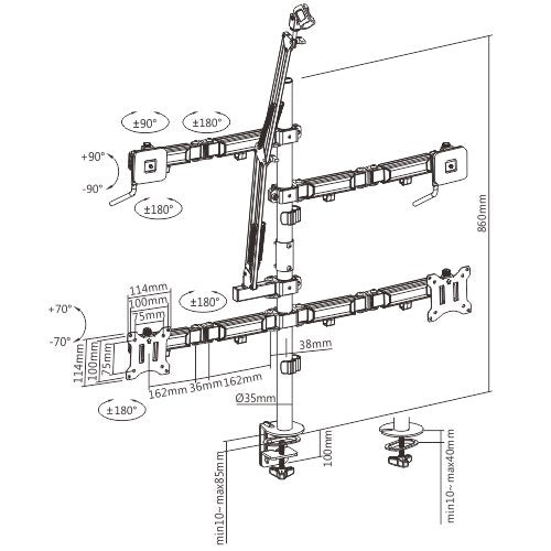 Brateck Dual-Monitor All-in-One Studio Setup Desktop Mount Fit17"-32" Weight Capacity Up to 9kg, Fit Curved Monitor (LS) - Image 3