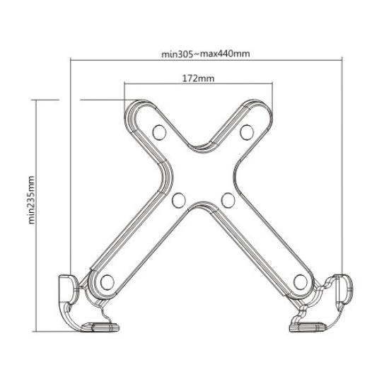 Brateck Steel Laptop Holder Fits 11"-17" Laptops for most desk mounts with standard 75x75/100x100 VESA plate (LS) - Image 2