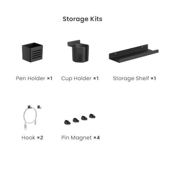 Brateck PB-007-01-B Desk Pegboard Organizer wtih Storage Kits (Black)  600x100x240mm (LS) - Image 3