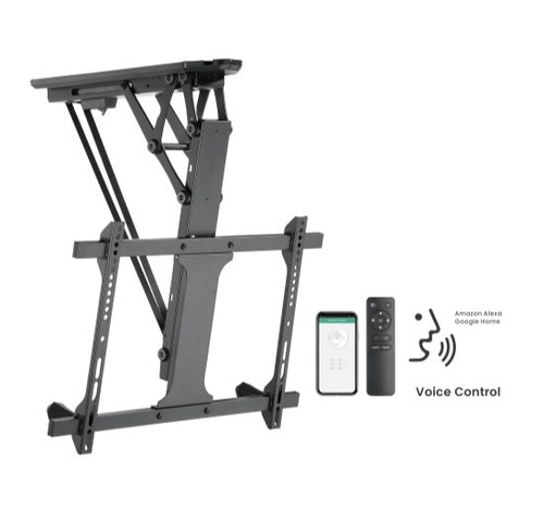 Brateck PLB-M0546AI Smart Flip Down TV Ceiling Mount Powered by TUYA Support most 32" ~ 70" TVs (Black) (LS) - Image 1
