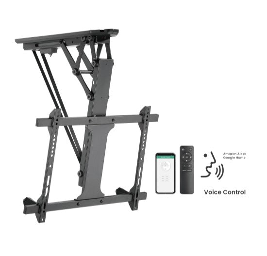Brateck PLB-M0546AI Smart Flip Down TV Ceiling Mount Powered by TUYA Support most 32" ~ 70" TVs (Black) (LS) - Image 1