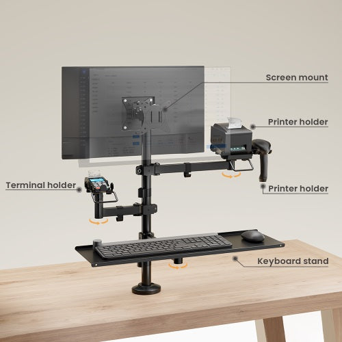 Brateck POS Mounting Solution For Dual Screens (with keyboard tray), Fit Screen Size:17"-32"m, Weight Capacity (per screen): 9kg  (LS) - Image 2