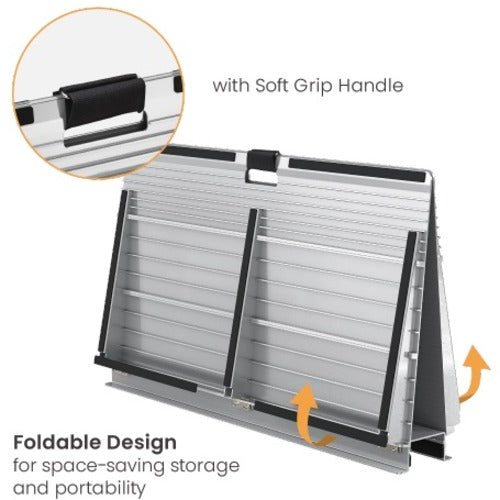Brateck Two-Sided Aluminum Wheelchair Threshold Ramp, Silver Color, 1114x920x60mm, Weight Capacity 300kg (LS) - Image 2