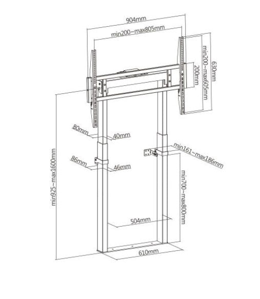 Brateck TTL14-68FR Motorized Wall Mount Stand, Designed for the Heaviest TV Fit Screen Size: 55"-100"up to120kg - Matte Black（LS） - Image 2