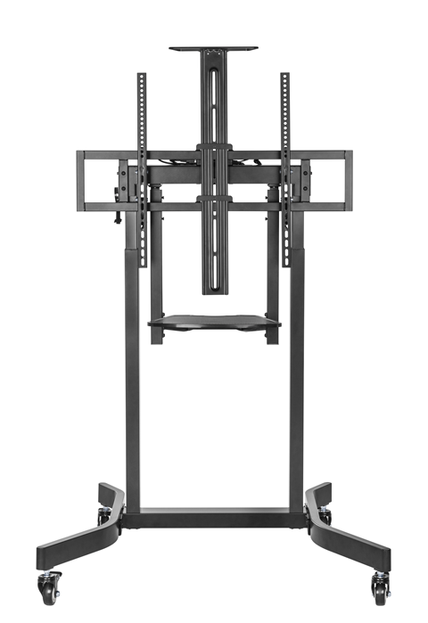 Brateck Deluxe Motorized Large TV Cart with Manual Tilt, Equipment Shelf and Camera Mount Fit 55"-100" Up to 120kg- Matte Black （LS） - Image 1