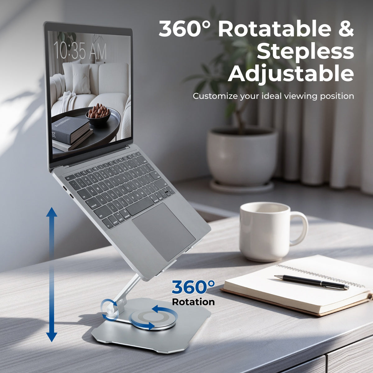 Brateck 360° Rotating Foldable Laptop Riser (For 7"-17.3" Laptops & Tablets) - Image 3