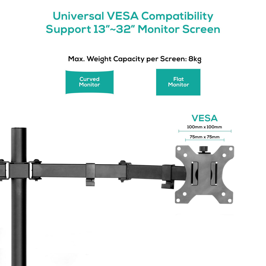 mbeat® activiva ErgoLife Dual Monitor Screen Double Joint Monitor Arm Detachable VESA 360° Rotary Two Mounting Options Net Weight: 4.3kg (LS) - Image 2