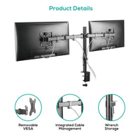 mbeat® activiva ErgoLife Dual Monitor Screen Double Joint Monitor Arm Detachable VESA 360° Rotary Two Mounting Options Net Weight: 4.3kg (LS) - Image 4