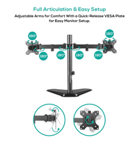 mbeat® activiva Dual-Screen Articulating Monitor Arm with Free-Standing Desktop Base provides perfect solution for ergonomic comfort and workspace(LS) - Image 3