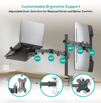 mbeat® Dual-Screen Articulating Monitor Arm with Interchangeable Laptop Holder (LS) - Image 4