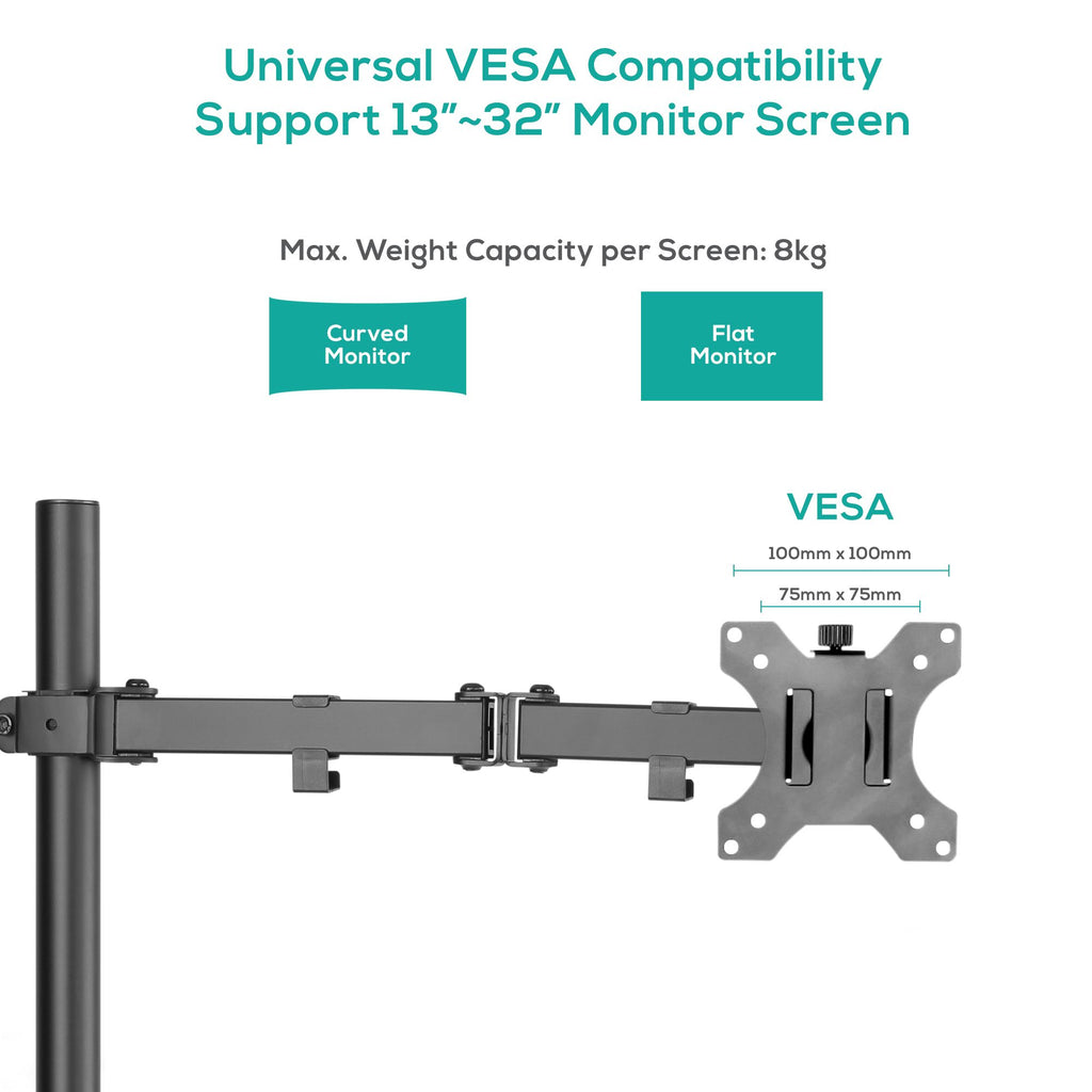 (LS) mbeat® activiva ErgoLife Single Monitor Screen Double Joint Monitor Arm Fit Screen Screen:13""- 32"" Detachable VESA Net Weight3kg - Image 3