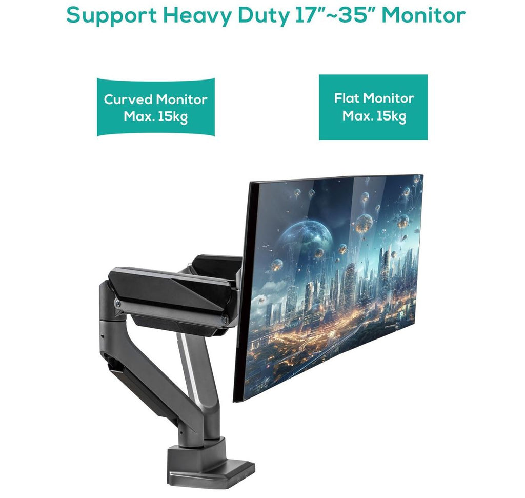 mbeat® activiva Heavy Duty Dual Monitor Screen Gas Spring Monitor Arm Support:For monitors 17”-35’’, each up to15kg.  Integrated 180° Rotation (LS) - Image 2