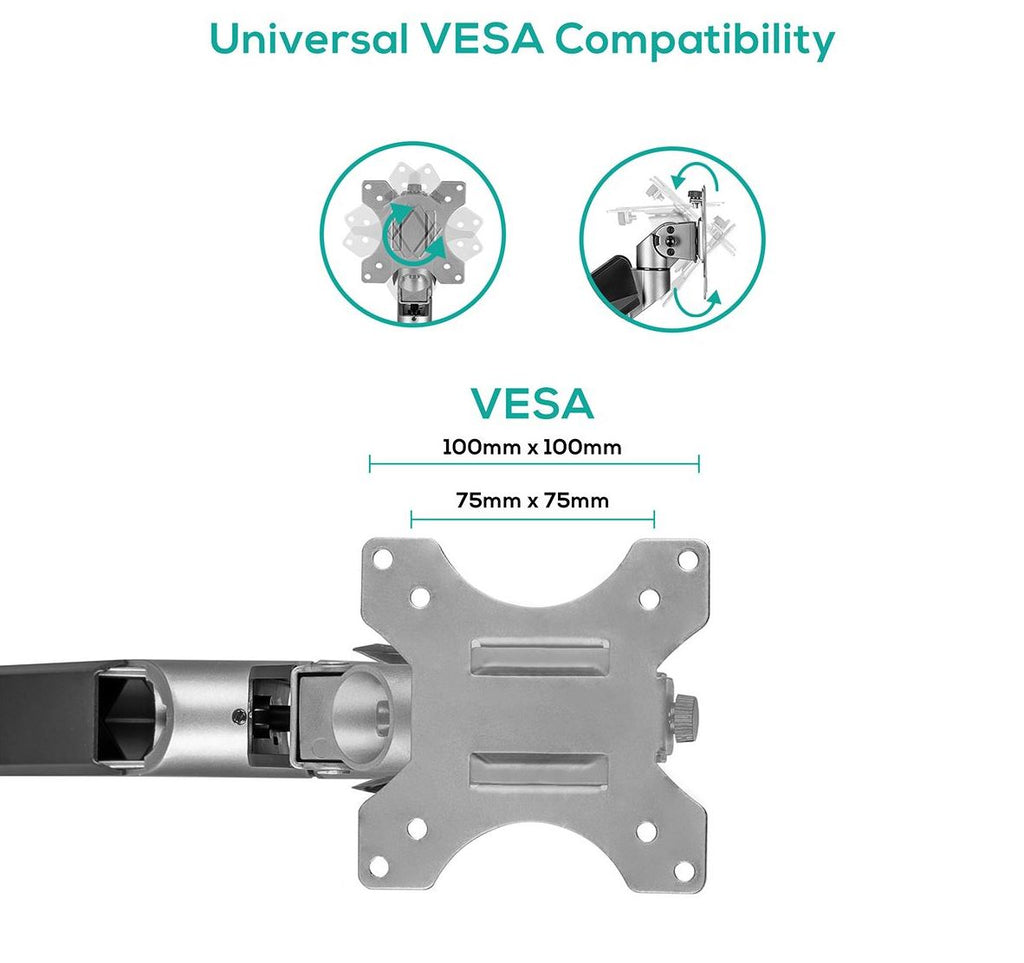 mbeat® activiva Heavy Duty Dual Monitor Screen Gas Spring Monitor Arm Support:For monitors 17”-35’’, each up to15kg.  Integrated 180° Rotation (LS) - Image 3