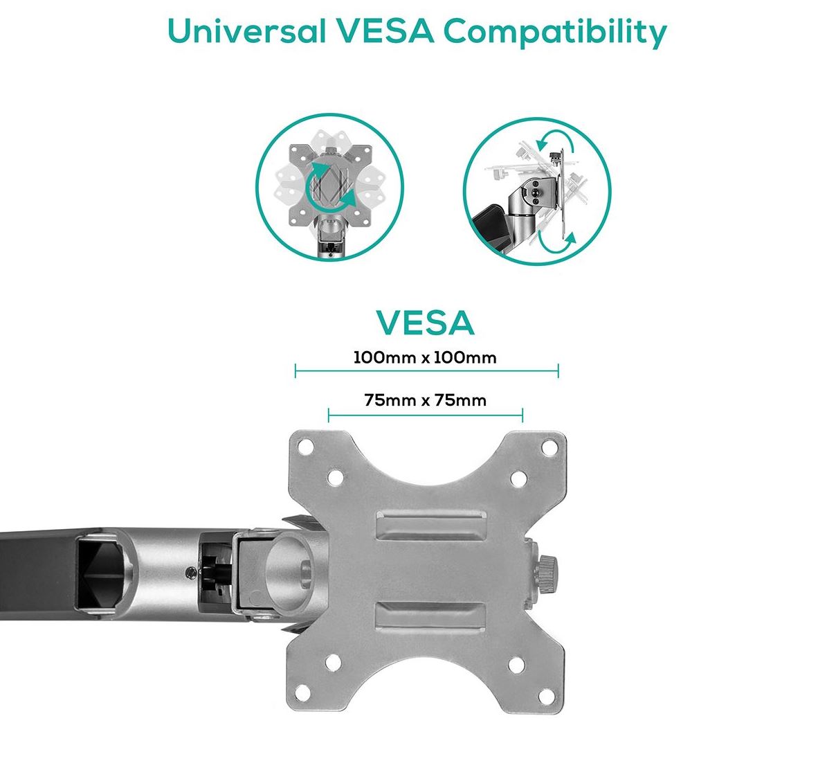 mbeat® activiva Heavy Duty Dual Monitor Screen Gas Spring Monitor Arm Support:For monitors 17”-35’’, each up to15kg.  Integrated 180° Rotation (LS) - Image 3