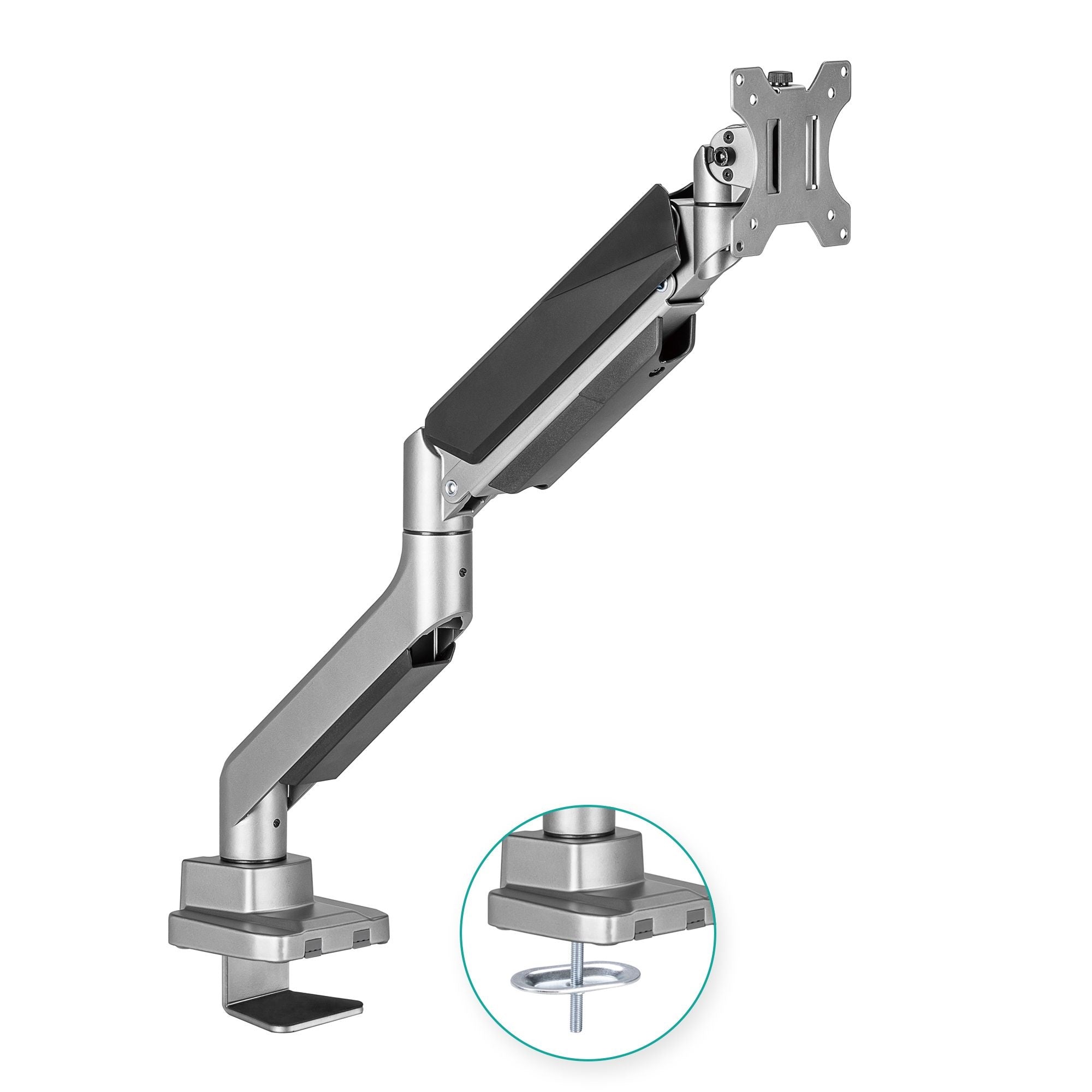 mbeat® Activiva Heavy Duty Single Monitor Screen Gas Spring Monitor Arm ACA-HMA-SGS01Y Color: Metallic Grey Screen Rotation: +180°~-180° - Image 1