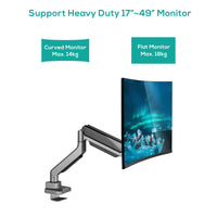 (LS) mbeat® Activiva Heavy Duty Single Monitor Screen Gas Spring Monitor Arm ACA-HMA-SGS01Y Color: Metallic Grey Screen Rotation: +180°~-180° - Image 2