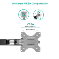 (LS) mbeat® Activiva Heavy Duty Single Monitor Screen Gas Spring Monitor Arm ACA-HMA-SGS01Y Color: Metallic Grey Screen Rotation: +180°~-180° - Image 3