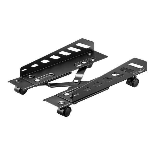 mbeat® activiva Heavy-Duty PC Mobile Floor Stand with Casters Black Adjustable Width and Length 16cm to 30cm  Support Device Weight 25kg (LS)
