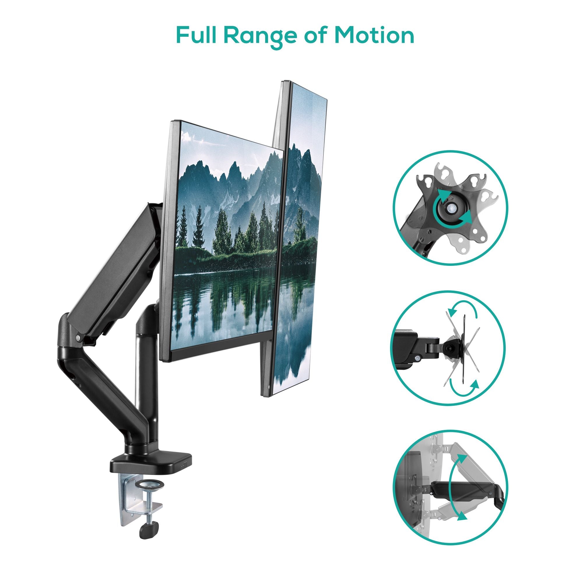 mbeat® activiva ErgoLife Dual Monitor Screen Steel Gas Spring Monitor Arm Built-in Spring Tension Cable Management Net Weight	4kg (LS) - Image 3
