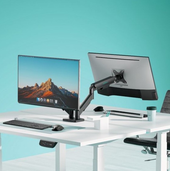mbeat® activiva Ergolife Dual-Screen Gas Spring Monitor Arm allows you to smoothly adjust the height,angle, and tilt of both screens with minimal (LS) - Image 3