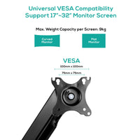 (LS) mbeat® activiva ErgoLife Single Monitor Screen Steel Gas Spring Monitor Arm Fit Screen Screen:17” - 32" Two Mounting Options Net Weight11.5kg" - Image 2