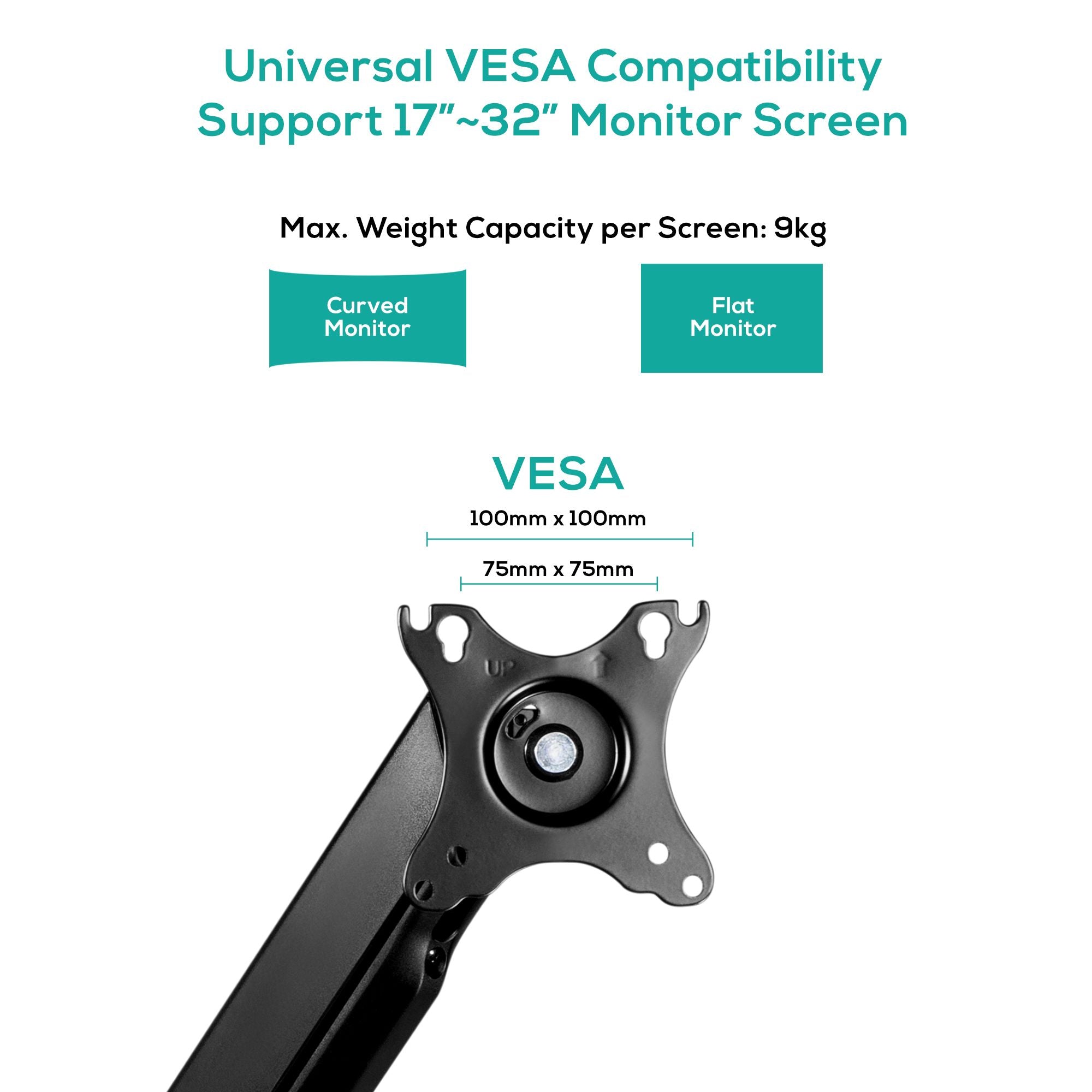 (LS) mbeat® activiva ErgoLife Single Monitor Screen Steel Gas Spring Monitor Arm Fit Screen Screen:17” - 32" Two Mounting Options Net Weight11.5kg" - Image 2
