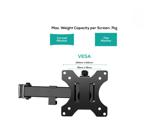 (LS) mbeat® activiva Triple-Screen Articulating Monitor Arm Ideal for a seamless triple monitor setup (13”-27”), it offers flexible positioning - Image 3