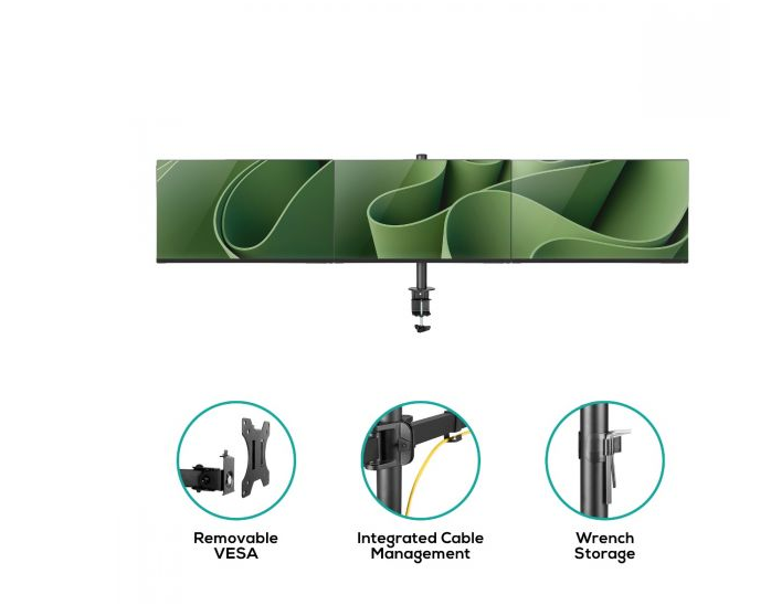 (LS) mbeat® activiva Triple-Screen Articulating Monitor Arm Ideal for a seamless triple monitor setup (13”-27”), it offers flexible positioning - Image 4