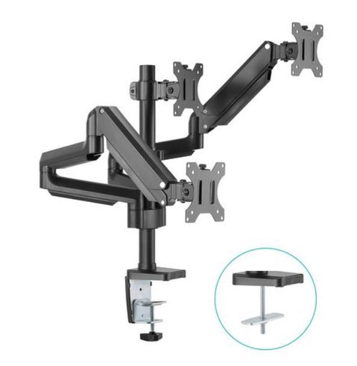 (LS) mbeat® activiva ErgoLife Triple Monitor Screen Gas Spring Monitor Arm Support Monitor Types: Flat screen and curved screen Screen Size: 17"-27" - Image 1