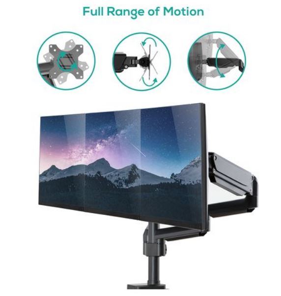 (LS) mbeat® activiva ErgoLife Triple Monitor Screen Gas Spring Monitor Arm Support Monitor Types: Flat screen and curved screen Screen Size: 17"-27"