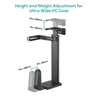 mbeat® activiva Ultra-Wide Adjustable Wall & Under-Desk PC Mount ACA-MNT-CPU01K Heavy-duty weight capacity up to 20kg (LS) - Image 2