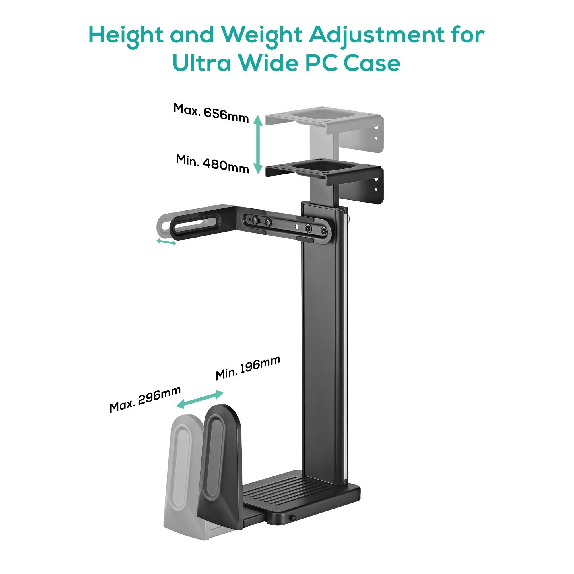 mbeat® activiva Ultra-Wide Adjustable Wall & Under-Desk PC Mount ACA-MNT-CPU01K Heavy-duty weight capacity up to 20kg (LS) - Image 2