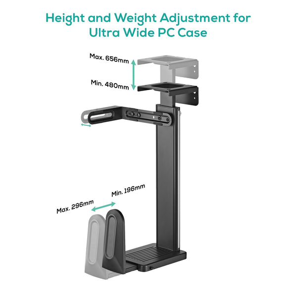 mbeat® activiva Ultra-Wide Adjustable Wall & Under-Desk PC Mount ACA-MNT-CPU01K Heavy-duty weight capacity up to 20kg (LS)