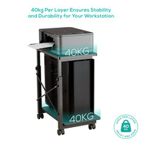 mbeat® activiva Height Adjustable PC & Printer Storage Stand Black Adjustable Shelf Height: 55/60/65/70/75/80/85cm Package Weight: 8.10kg (LS) - Image 3