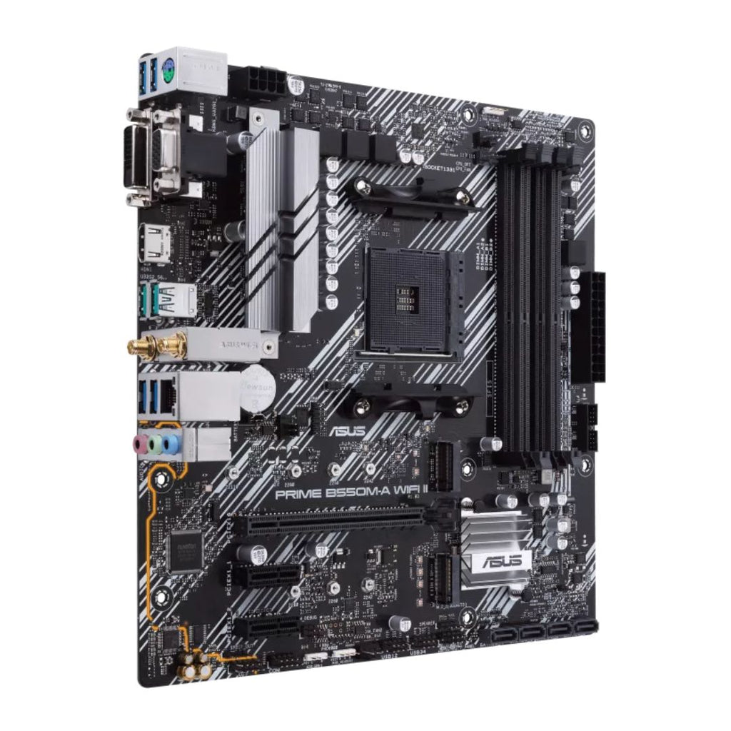 ASUS AMD B550M PRIME B550M-A WIFI II (Ryzen AM4) Micro-ATX Motherboard, DDR4, Dual M.2, PCIe 4.0, Wi-Fi 6, 1 Gb Ethernet, HDMI, DVI-D, D-Sub, SATA 6G - Image 2