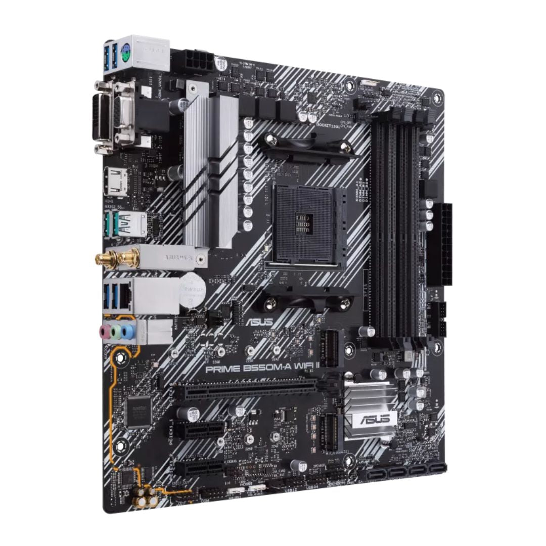 ASUS AMD B550M PRIME B550M-A WIFI II (Ryzen AM4) Micro-ATX Motherboard, DDR4, Dual M.2, PCIe 4.0, Wi-Fi 6, 1 Gb Ethernet, HDMI, DVI-D, D-Sub, SATA 6G - Image 2