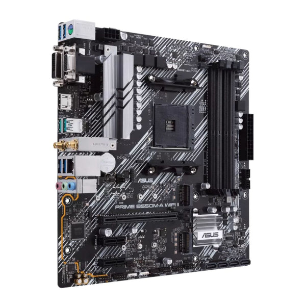 ASUS AMD B550M PRIME B550M-A WIFI II (Ryzen AM4) Micro-ATX Motherboard, DDR4, Dual M.2, PCIe 4.0, Wi-Fi 6, 1 Gb Ethernet, HDMI, DVI-D, D-Sub, SATA 6G