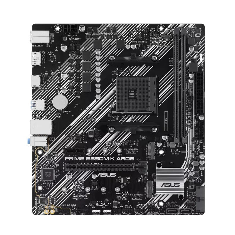 ASUS AMD PRIME B550M-K ARGB (Ryzen AM4) Micro-ATX Motherboard, DDR4 64GB, PCIe 4.0, 2× M.2, 1GbE, Aura Sync - Image 5