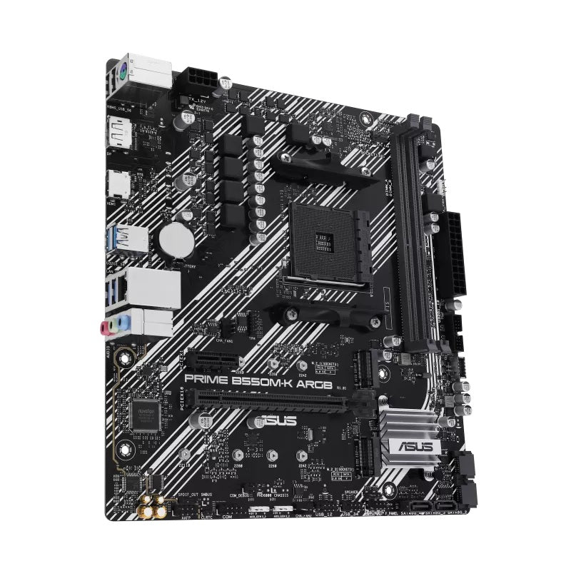 ASUS AMD PRIME B550M-K ARGB (Ryzen AM4) Micro-ATX Motherboard, DDR4 64GB, PCIe 4.0, 2× M.2, 1GbE, Aura Sync - Image 2