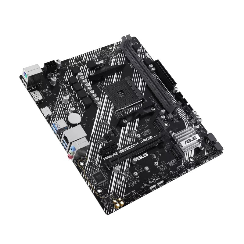 ASUS AMD PRIME B550M-K ARGB (Ryzen AM4) Micro-ATX Motherboard, DDR4 64GB, PCIe 4.0, 2× M.2, 1GbE, Aura Sync - Image 3