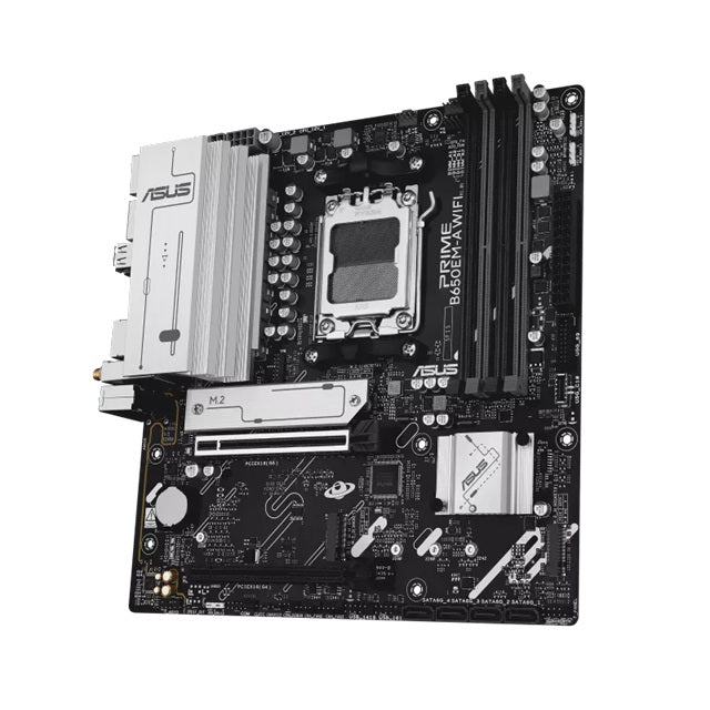 ASUS AMD PRIME B650EM-A WIFI (AM5) mATX Motherboard, DDR5 256GB, 1x PCIe 5.0 x16, 3x M.2 slots, 4x SATA, Wi-Fi 6, 2.5Gb LAN, 1x HDMI, 2x DP - Image 2