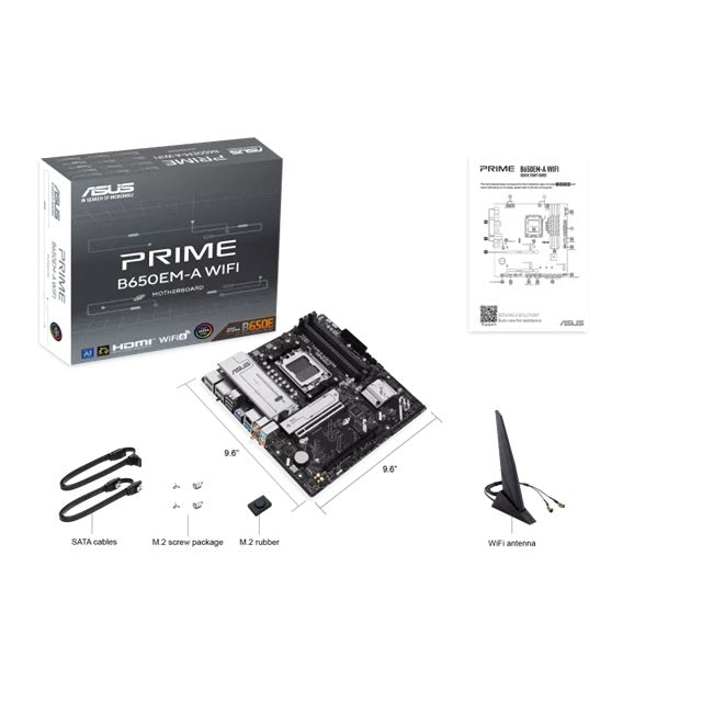 ASUS AMD PRIME B650EM-A WIFI (AM5) mATX Motherboard, DDR5 256GB, 1x PCIe 5.0 x16, 3x M.2 slots, 4x SATA, Wi-Fi 6, 2.5Gb LAN, 1x HDMI, 2x DP - Image 4
