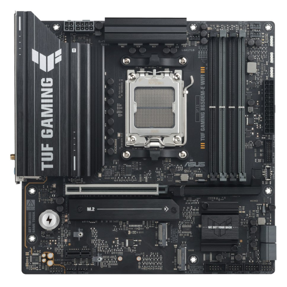 ASUS AMD B650EM TUF GAMING B650EM-E WIFI (AM5) Micro-ATX Motherboard, DDR5(3x), 8+2+1 Power Stages, PCIe 5.0, 3x M.2, Front USB-C, 2.5Gb LAN, Wi-Fi 6E - Image 2