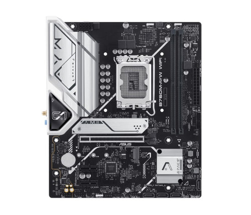 ASUS B760M-AYW WIFI Intel LGA1700 mATX Motherboard, DDR5 96GB 8000(OC), PCIe 4.0, 2xM.2, 2.5GbE, WiFi 6, HDMI 4K60 - Image 1