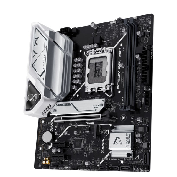 ASUS B760M-AYW WIFI Intel LGA1700 mATX Motherboard, DDR5 96GB 8000(OC), PCIe 4.0, 2xM.2, 2.5GbE, WiFi 6, HDMI 4K60