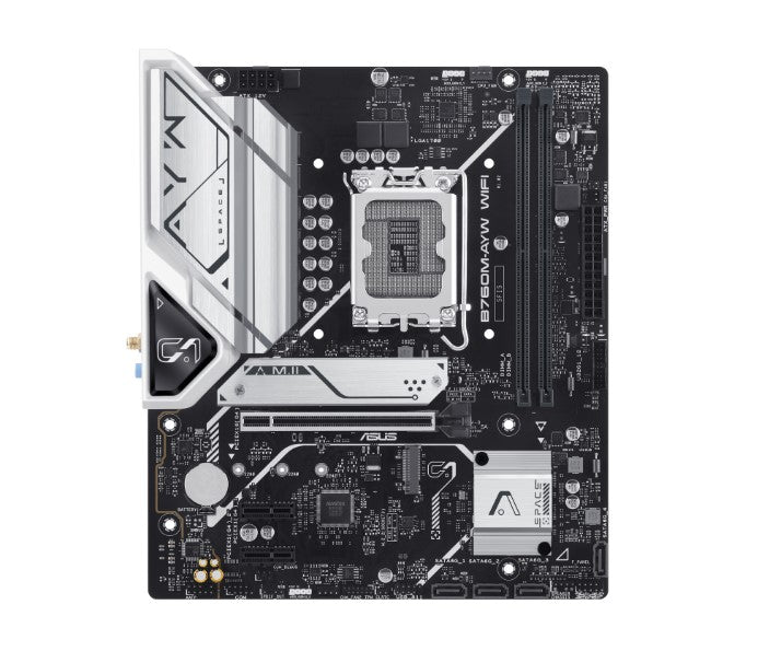 ASUS B760M-AYW WIFI Intel LGA1700 mATX Motherboard, DDR5 96GB 8000(OC), PCIe 4.0, 2xM.2, 2.5GbE, WiFi 6, HDMI 4K60 - Image 1