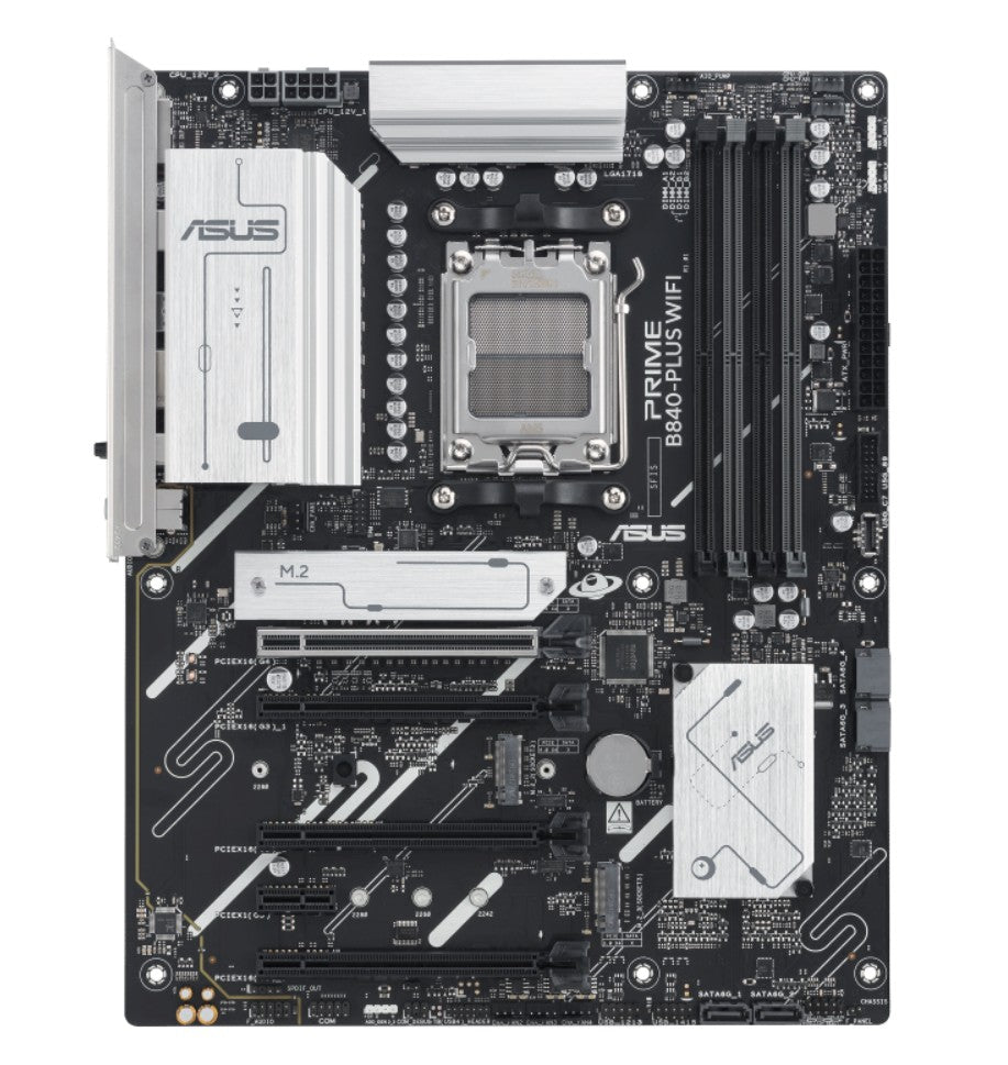 ASUS AMD PRIME B840-PLUS WIFI-CSM (AM5) ATX Motherboard, DDR5 256GB, 1x PCIe 4.0 x16, 3x M.2 slots, 4x SATA, Wi-Fi 6E, 2.5Gb LAN, 1x HDMI, 1x DP - Image 2